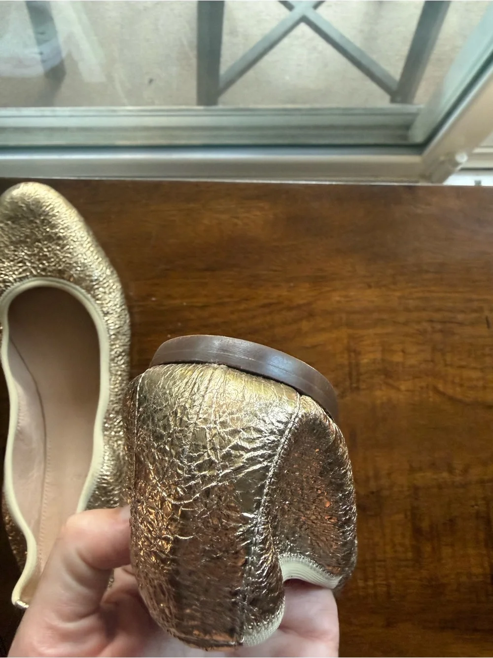 Never worn like new J. Crew Women's Crinkled Metallic Gold Ballet Flats